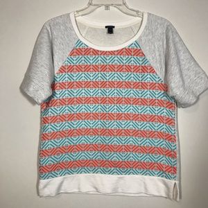 J Crew Paneled Short Sleeve Top Sz S